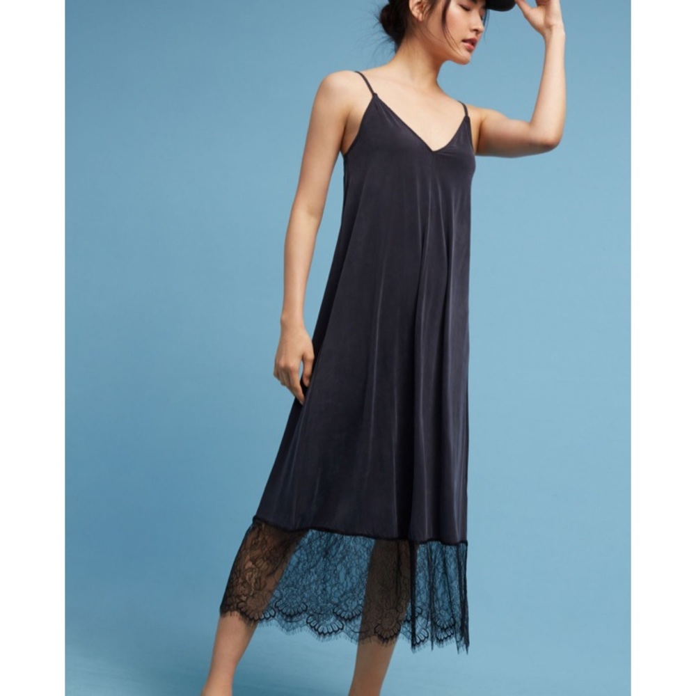 Eri and Ali Anthropologie slip dress L lace detail